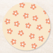 Preppy Peach White Hippie Blume Muster