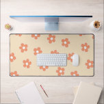Preppy Peach White Hippie Blume Muster Schreibtischunterlage<br><div class="desc">Preppy Peach White Hippie Blume Muster</div>