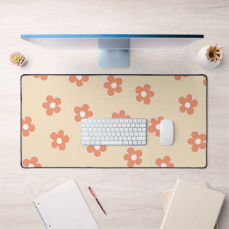 Preppy Peach White Hippie Blume Muster Schreibtischunterlage