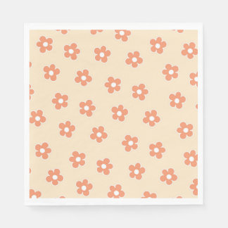 Preppy Peach White Hippie Blume Muster Serviette