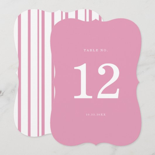 Preppy Peony Pink Chic Die Cut Wedding Table Numbe Einladung (Vorne/Hinten)