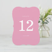 Preppy Peony Pink Chic Die Cut Wedding Table Numbe Einladung (Stehend Vorderseite)