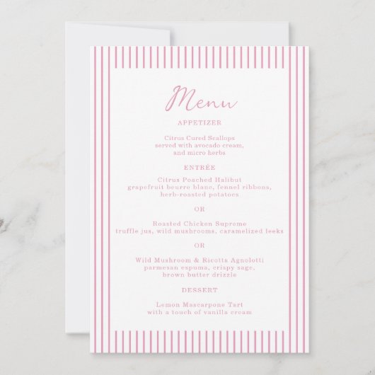 Preppy Peony Pink Chic Monogram Wedding Menu Card Einladung (Vorderseite)