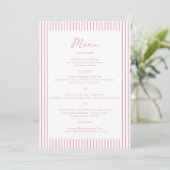 Preppy Peony Pink Chic Monogram Wedding Menu Card Einladung (Stehend Vorderseite)