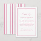 Preppy Peony Pink Chic Wedding Details Card Begleitkarte (Vorne/Hinten)
