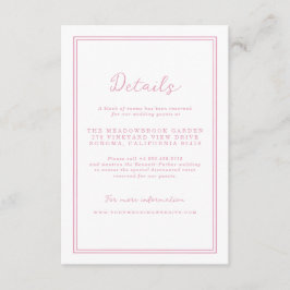 Preppy Peony Pink Chic Wedding Details Card Begleitkarte