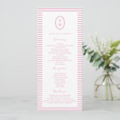 Preppy Peony Pink Chic Wedding Program Card Einladung (Stehend Vorderseite)