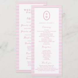 Preppy Peony Pink Chic Wedding Program Card Einladung