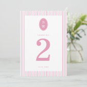 Preppy Peony Pink Chic Wedding Table Number Card Einladung (Stehend Vorderseite)