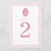 Preppy Peony Pink Chic Wedding Table Number Card Einladung (Vorderseite)