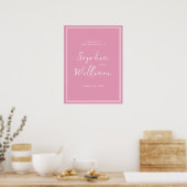Preppy Peony Pink Chic Wedding Welcome Sign Poster (Küche)