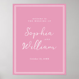 Preppy Peony Pink Chic Wedding Welcome Sign Poster