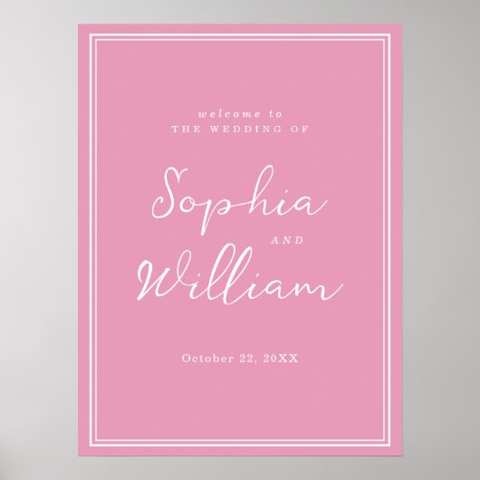 Preppy Peony Pink Chic Wedding Welcome Sign Poster (Vorne)