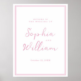 Preppy Peony Pink Chic Wedding Welcome Sign Poster