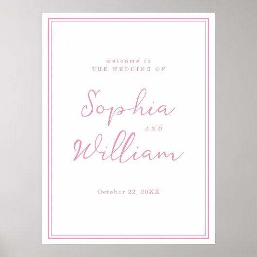 Preppy Peony Pink Chic Wedding Welcome Sign Poster (Vorne)