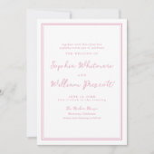 Preppy Peony Pink Striped Wedding Invitation Einladung (Vorderseite)