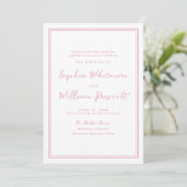 Preppy Peony Pink Striped Wedding Invitation Einladung (Stehend Vorderseite)