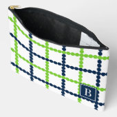 Preppy-perlenfester Windowpane - Limette & Marine  Zubehörtasche (Offen)