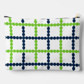 Preppy-perlenfester Windowpane - Limette & Marine  Zubehörtasche (Rückseite)