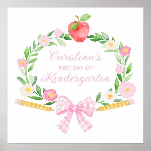 Preppy Personalisiert First day of school Bow Poster (Vorne)