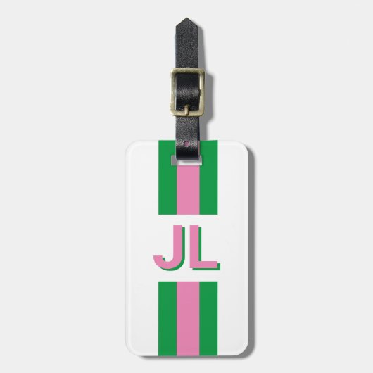 Preppy Personalisiert Initial Gepäckanhänger (Vorderseite vertikal)