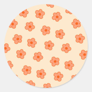 Preppy Pfirsich Orange Hippie-Blume Runder Aufkleber
