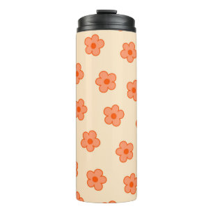 Preppy Pfirsich Orange Hippie-Blume Thermosbecher