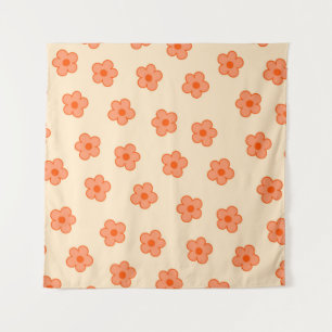 Preppy Pfirsich Orange Hippie-Blume Wandteppich