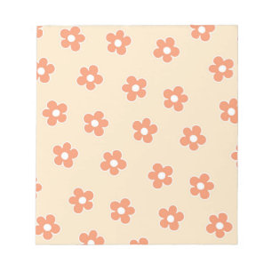 Preppy Pfirsich Weiße Hippie-Blumenmuster Notizblock