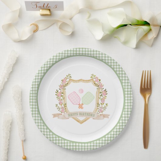 Preppy Pickle Ball Happy Birthday Pappteller (Hochzeit)