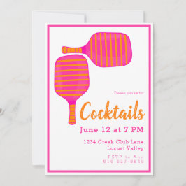 Preppy Pickleball Cocktail Party Rosa Orange Einladung