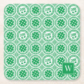Preppy Pickleball Damask – Green Dink Motif   Rechteckiger Pappuntersetzer (Vorderseite)