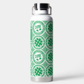 Preppy Pickleball Damask - Green Dink Motif Trinkflasche (Rückseite)