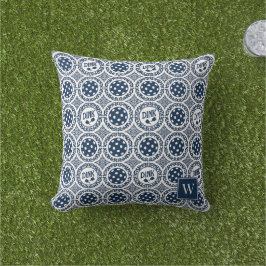 Preppy Pickleball Damask – Navy Dink Motif   Kissen