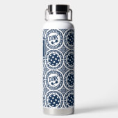 Preppy Pickleball Damask - Navy Dink Motif Trinkflasche (Rückseite)