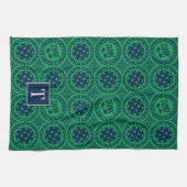 Preppy Pickleball Damask - Navy & Green Dink  Geschirrtuch (Horizontal)