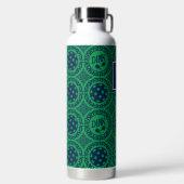 Preppy Pickleball Damask - Navy & Green Dink Trinkflasche (Vorderseite)