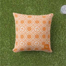Preppy Pickleball Damask – Orange Dink Motif   Kissen