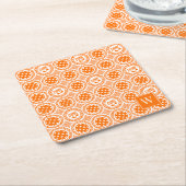 Preppy Pickleball Damask – Orange Dink Motif Rechteckiger Pappuntersetzer (angewinkelt)