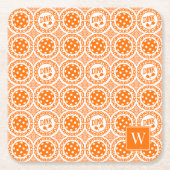 Preppy Pickleball Damask – Orange Dink Motif Rechteckiger Pappuntersetzer (Vorderseite)