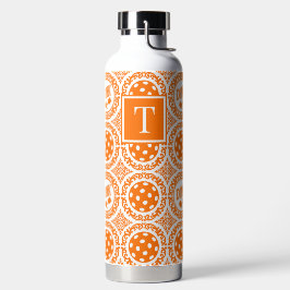 Preppy Pickleball Damask - Orange Dink Motif Trinkflasche