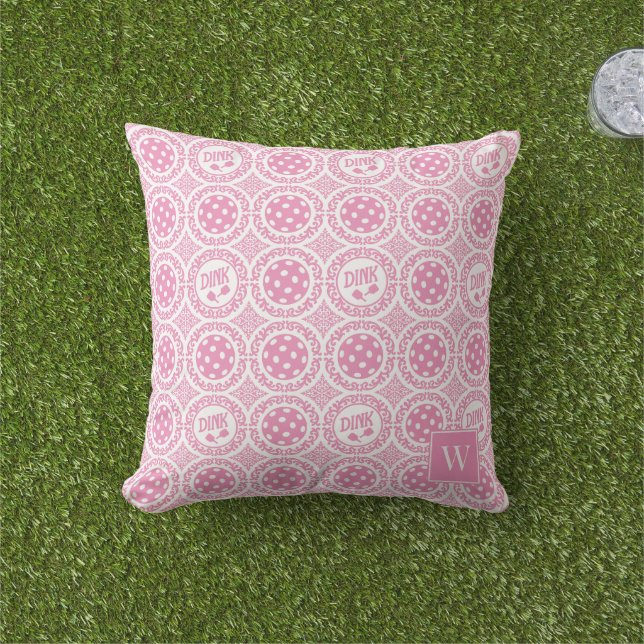 Preppy Pickleball Damask – Pink Dink Motif   Kissen (Golfball-Marker)