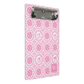 Preppy Pickleball Damask – Pink Dink Motif   Mini Klemmbrett (Schrägansicht)