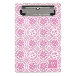 Preppy Pickleball Damask – Pink Dink Motif   Mini Klemmbrett