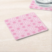 Preppy Pickleball Damask – Pink Dink Motif   Rechteckiger Pappuntersetzer (angewinkelt)