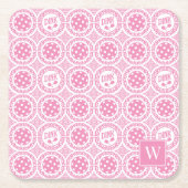 Preppy Pickleball Damask – Pink Dink Motif   Rechteckiger Pappuntersetzer (Vorderseite)