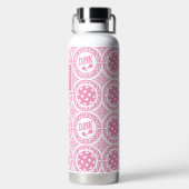 Preppy Pickleball Damask - Pink Dink Motif Trinkflasche (Rückseite)