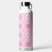 Preppy Pickleball Damask - Pink Dink Motif Trinkflasche (Vorderseite)