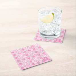 Preppy-Pickleball-Damask – Rosa Dink-Muster   Rechteckiger Pappuntersetzer