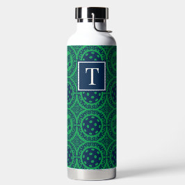 Preppy Pickleball Damast - Marineblau & Grün Dink  Trinkflasche
